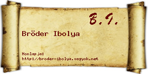 Bröder Ibolya névjegykártya